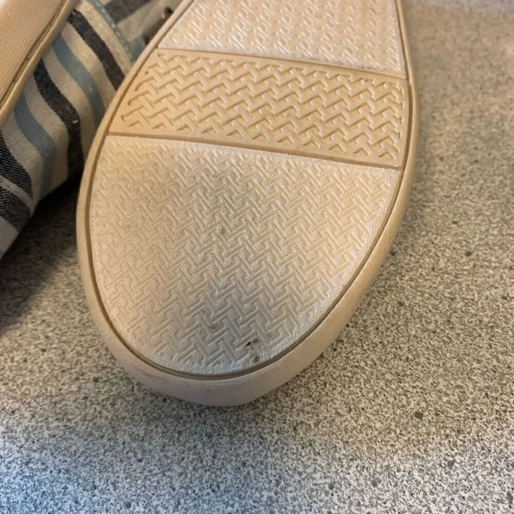 Toms Youth Bimini Size 3.5 Navy Woven Stripe Shoes *New*